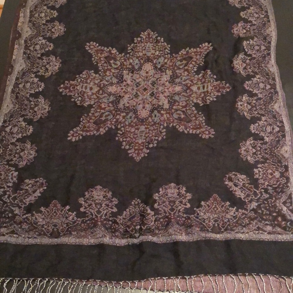 Black, grey, maroon scarf